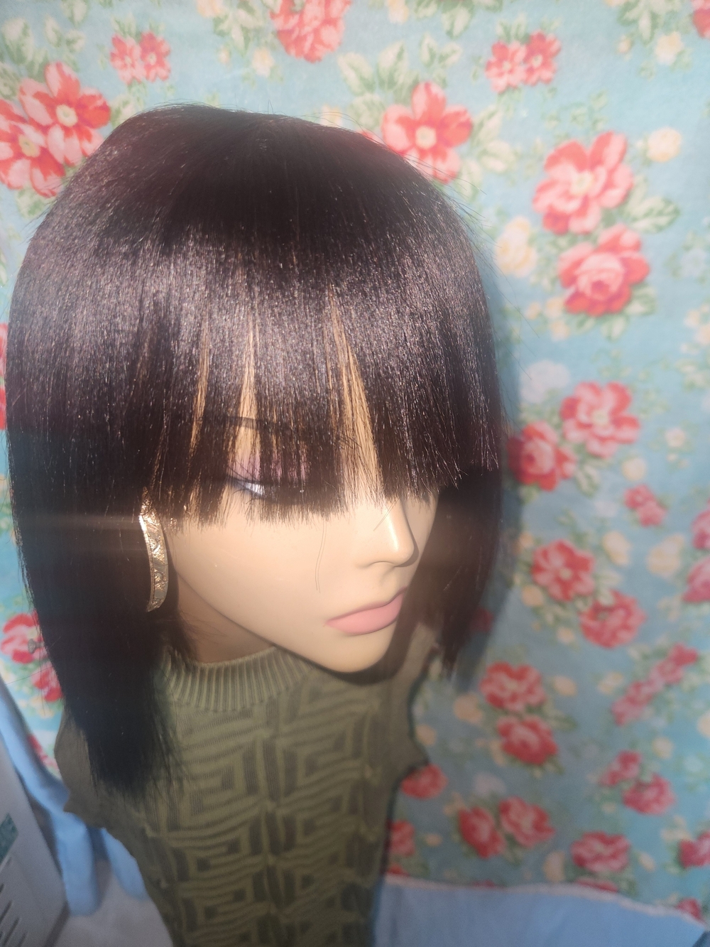LuvMe Luxury Hair Bob Sleek Straight Women’s Wig with Fringe - Dark Brown
